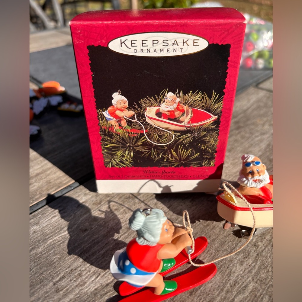 Hallmark Ornament Boating Santa 1995 Water Sports Christmas Tree Vintage skiing